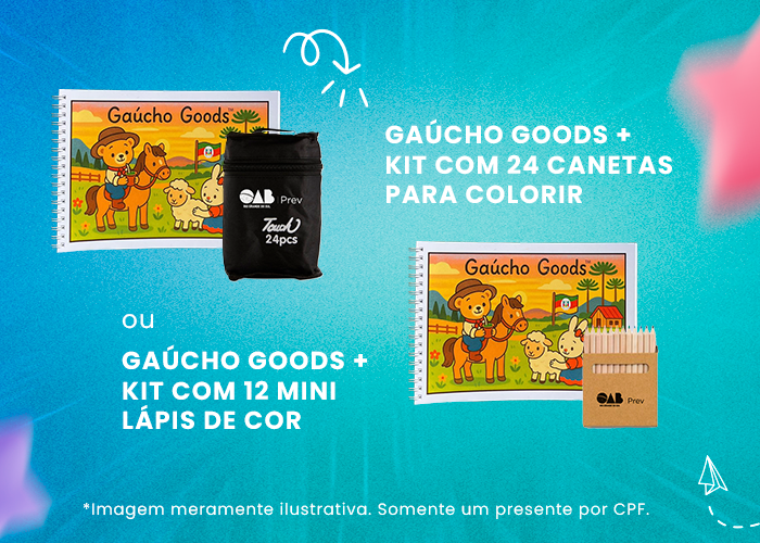 GAÚCHO GOODS + KIT COM 24 CANETAS PARA COLORIR Ou GAÚCHO GOODS + KIT COM 12 MINI LÁPIS DE COR